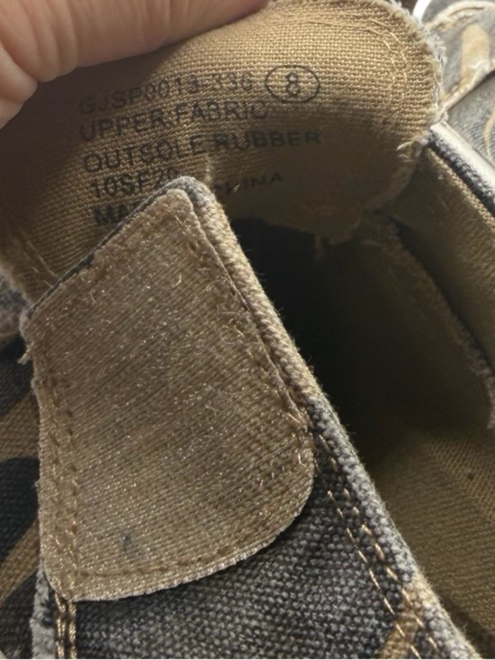 Gypsy Jazz | Womenβs Casual Slip-On Camo Sneakers - Tan/Olive | 8 - Picture 9 of 9